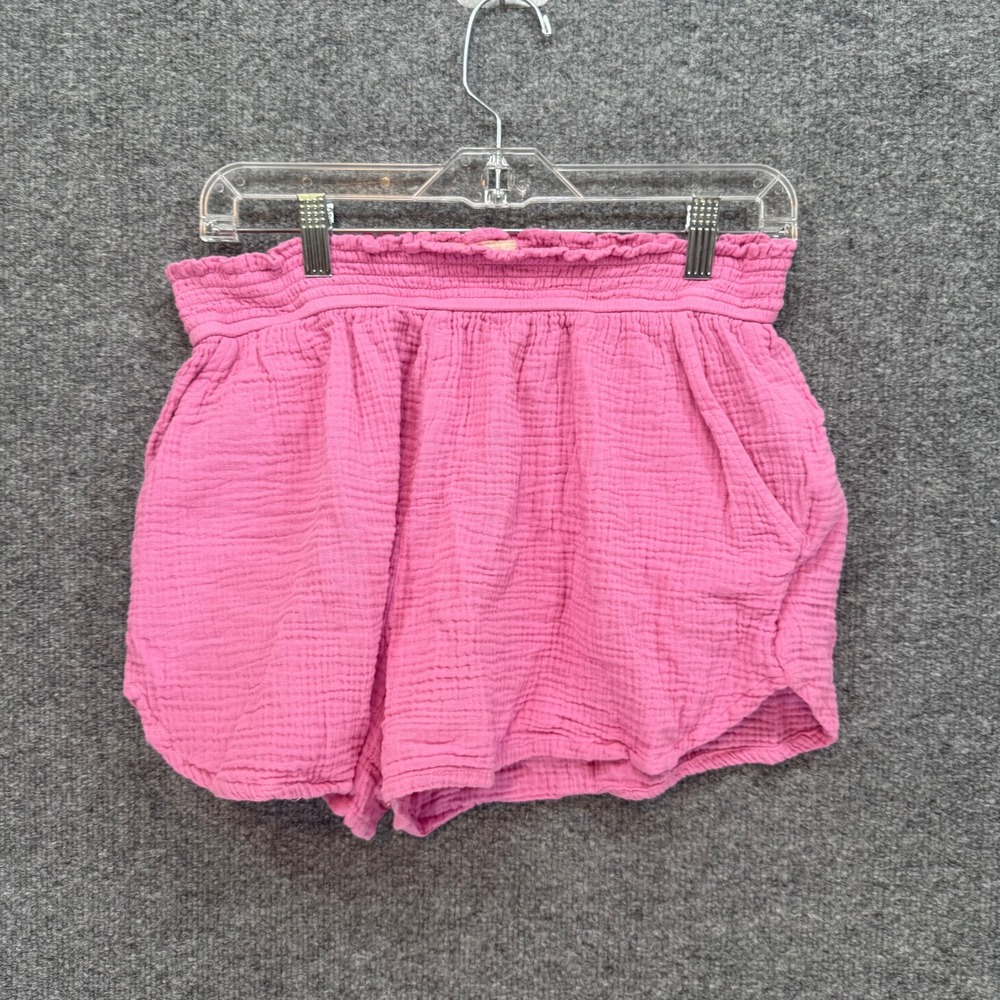 Marine Layer Shorts Women XL Pink Double Gauze Smocked Stretch Waist Casual Boho